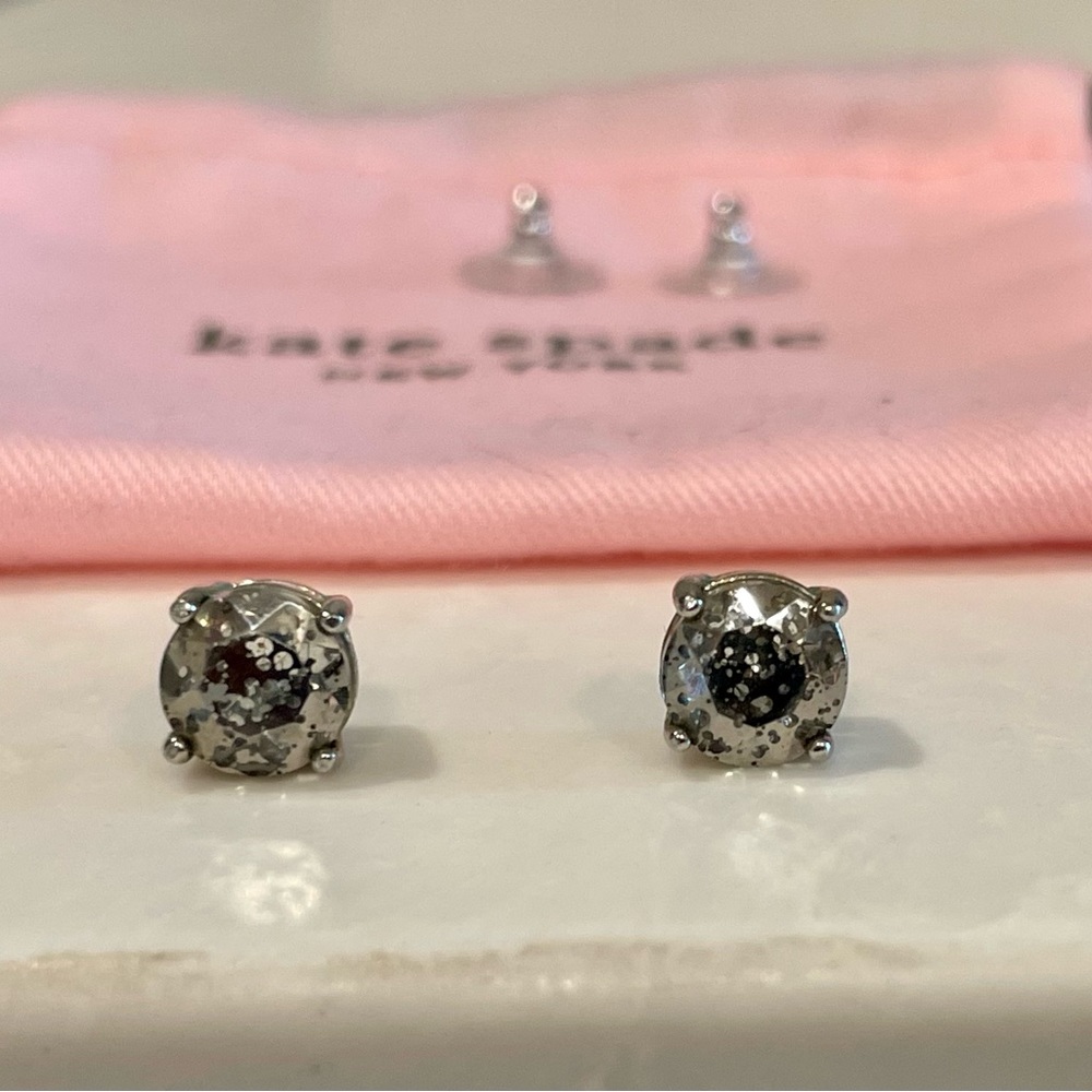 Authentic Kate Spade gumball studs in gunmetal